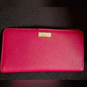 Kate Spade Burgundy Saffiano Leather Bi-Fold Wallet
